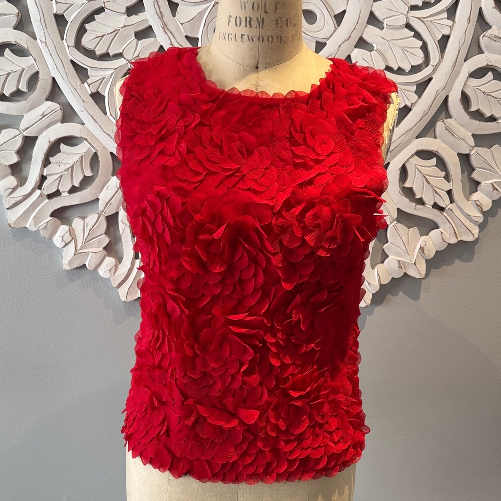 Vintage D & Y Elegant Red Floral tank Top XL